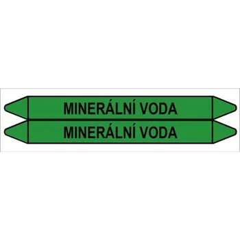 samolepka Značení potrubí, minerální voda,2 ks, 450 × 52 mm