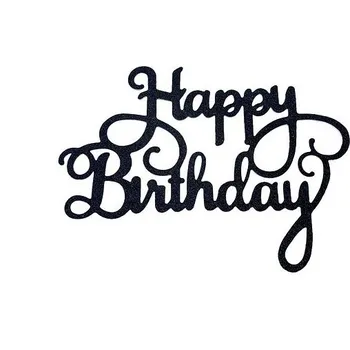 Dortmarket Zápich na dort Happy Birthday 14 cm černý Party dekorace Dortmarket Zápich na dort Happy Birthday 14 cm černý