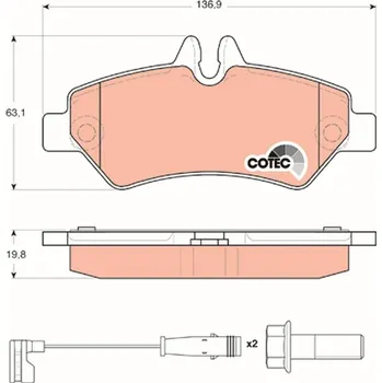 Brzdová destička Sada brzdových destiček, kotoučová brzda TRW GDB1697