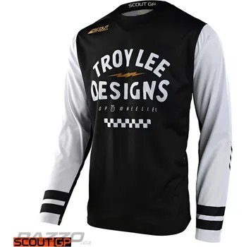 cyklistický dres Pánský dres TroyLeeDesigns GP Scout Off-Road Jersey Ride On Black White 2024 XL