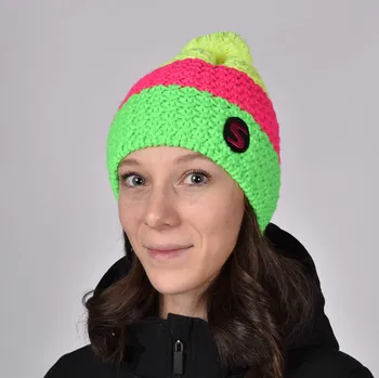 Čepice SWAM Zimní čepice KULICH s bambulí - neonová
