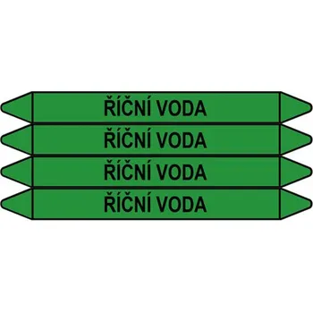 samolepka Značení potrubí, říční voda,4 ks, 250 × 26 mm