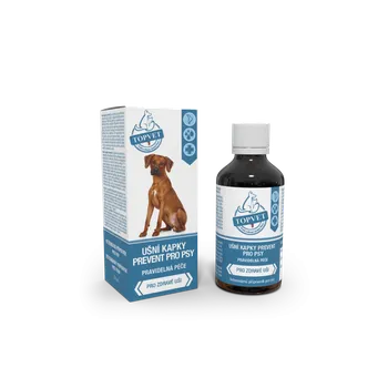 Kosmetika pro psa Topvet Prevent ušní olejové kapky pro psy 50 ml