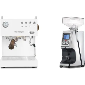 Kávovar Ascaso Steel DUO PID, White&Wood + Eureka Atom 60, chrome