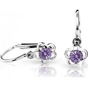 Náušnice Cutie Kids Jewellery c1945-10-50-x-2 Dětské náušnice na brizuru Cutie kytičky C1945 Ametyst - bílé zlato – zlatý šperk ryzosti 585/1000 v Dárkovém balení s Certifikátem GBEWF-00072