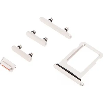 Náhradní kryt pro mobilní telefon Sada tlačítek / boční tlačítka pro Apple iPhone 13 / 13 mini - bílá - kvalita A+