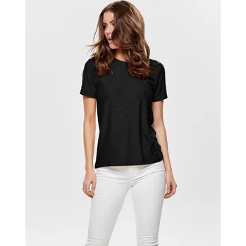 Dámské tričko Jacqueline de Yong JDY dámské triko s výšivkou Cathinka černé Velikost: M