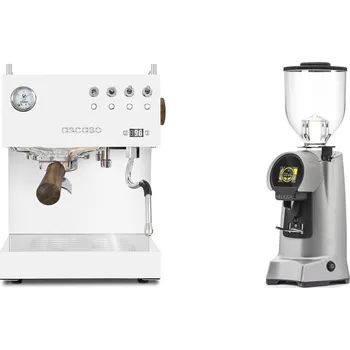 Kávovar Ascaso Steel DUO PID, White&Wood + Eureka Helios 65, grey