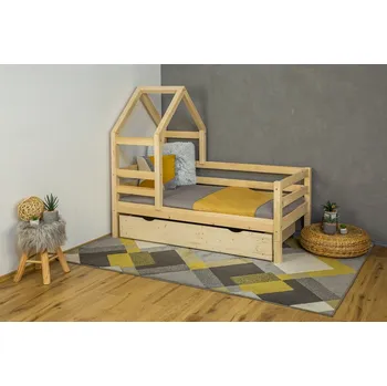 Dětská postel MAXIDO Dětská domečková postel Dora s přistýlkou 200x140 přírodní (Český výrobek)