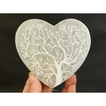 Selenit podložka srdce strom života cca 10cm