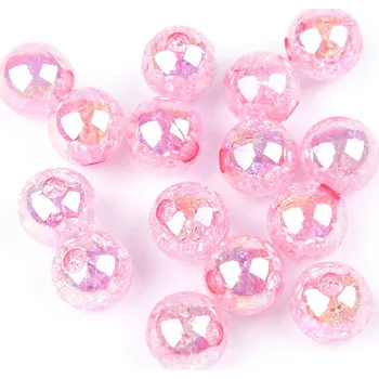 Plastové korálky s AB efektem 13 mm - sv. růžová