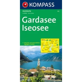 KOMPASS Autokarte Gardasee, Iseosee 1:125.000. Lago di Garda, Lago d' Iseo: von Trento bis Verona mit Iseosee. Kulturelle und landschaftliche Highlights markiert – Kompass-Karten Gmbh (DE)