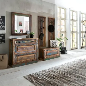 Předsíňová stěna Barevný předsíňový set masiv recyklované dřevo Openwater II