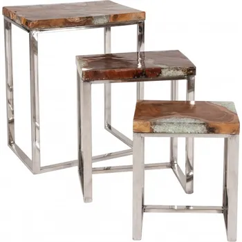 Hi-Fi stolek Set 3 odkládacích stolků Romanteak