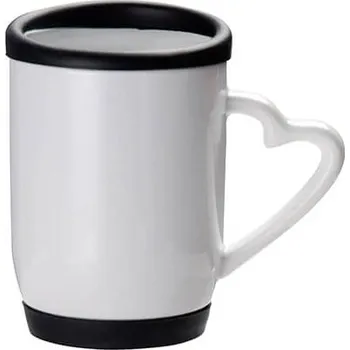 Hrnek s víčkem a podšálkem Barva: černá, Motiv: BEZ POTISKU