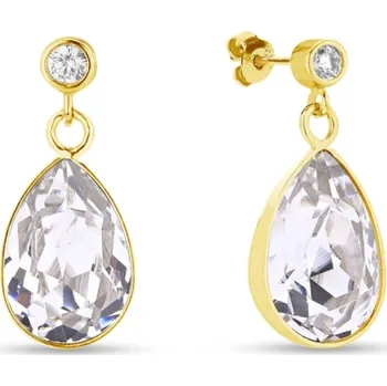 Náušnice Stříbrné pozlacené náušnice s krystaly Swarovski Elements čirá kapka Barocco KCDG432010C Krystal