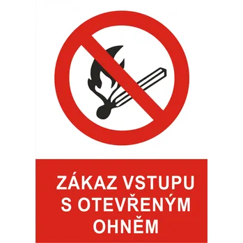 Značení Zákaz vstupu s otevřeným ohněm - A4 - samolepící