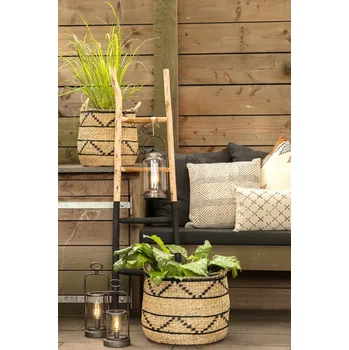 Držák na ručník Dřevěný věšák na ručníky žebřík s černou spodní částí - 42*4*150 cm