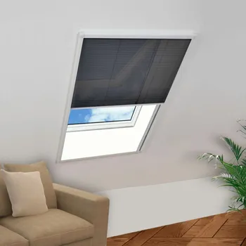 Stavební výplň Plisovaná okenní síť proti hmyzu hliník 80 x 120 cm bílý rám/černá