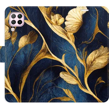 Pouzdro na mobilní telefon Flip pouzdro iSaprio - Huawei P40 Lite - GoldBlue - kapsičky na karty (Knížkový flip kryt, obal, pouzdro iSaprio na mobil Huawei P40 Lite - GoldBlue - 360° ochrana telefonu, přihrádka na karty a hotovost, funkce stojánku, pevná TPU vanička, spolehlivé)