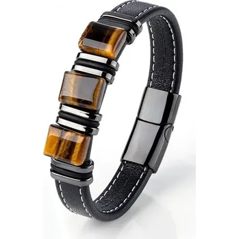 Náramek Pánský kožený náramek Amadeo, Black