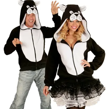 Karnevalový kostým Kočičí fleecová bunda s kapucí - S/M