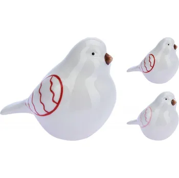 Velikonoční dekorace Kameninový ptáček bílý, 8x9,7x6 cm