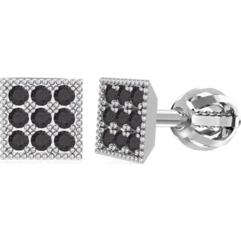 Náušnice Moderní zlaté náušnice Romi II osazené&nbsp;černými zirkony Materiál šperku: Bílé zlato