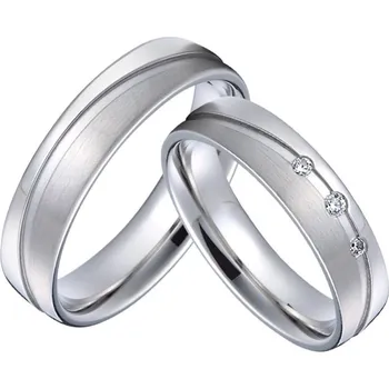 Prsten Steel Wedding Ocelové snubní prstýnky SPPL034 Velikost: 59 se zirkony