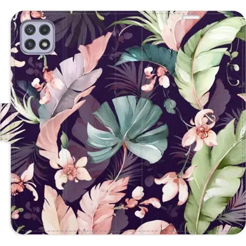 Pouzdro na mobilní telefon Flip pouzdro iSaprio - Samsung Galaxy A22 5G - Flower Pattern 08 - kapsičky na karty (Knížkový flip kryt, obal, pouzdro iSaprio na mobil Samsung Galaxy A22 5G - Flower Pattern 08 - 360° ochrana telefonu, přihrádka na karty a hotovost, funkce stojánku, pev