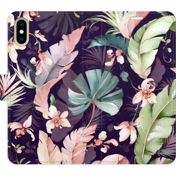 Pouzdro na mobilní telefon Flip pouzdro iSaprio - Apple iPhone X / XS - Flower Pattern 08 - kapsičky na karty (Knížkový flip kryt, obal, pouzdro iSaprio na mobil Apple iPhone X / XS - Flower Pattern 08 - 360° ochrana telefonu, přihrádka na karty a hotovost, funkce stojánku, pevná T