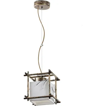 Light for home - Designový závěsný lustr na lanku 16701 "SAVANNA CUBO", 1x40W, E27, hnědá, zlatá, světle zelená