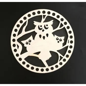 Dřevěné víko zdobené - 20 cm, vzor 8 - sovy