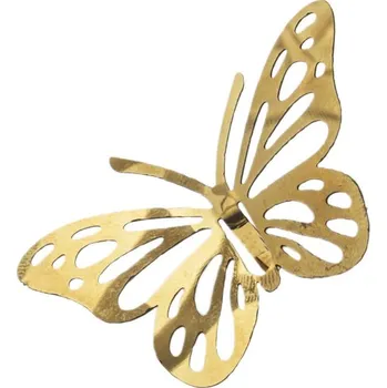 Party dekorace Dekorační motýl kovový 75 mm - zlatý