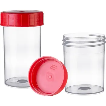 Nádobka na odběr vzorků, nesterilní, PP, Objem [ml]: 60, Barva víčka: Červená, Balení [ks]: 70