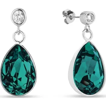 Náušnice Stříbrné náušnice s krystaly Swarovski Elements zelená kapka Barocco KCD432010EM Emerald