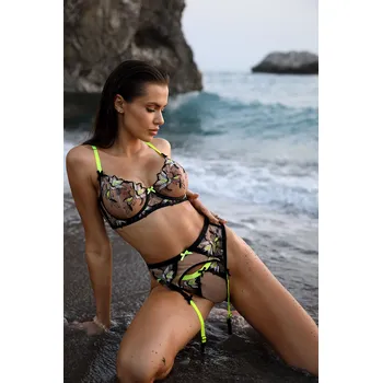 Podprsenka Dámská podprsenka V-10141 černá se žlutou - Axami černá se žlutou 85E