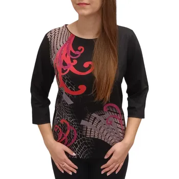 Dámská halenka Halenka Pratto černá s červeným vzorem velikost pratto: 52