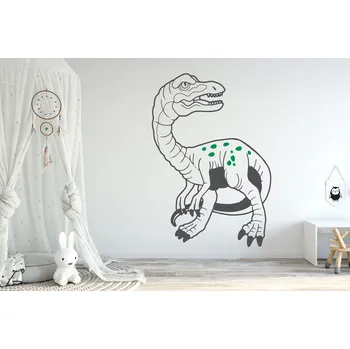 Samolepící dekorace Lepy.cz Samolepka na zeď Dino svět - Gallimimus Velikost (šířka x výška): 35x50cm, Kombinace barev sety: Světle šedivá + světle červená