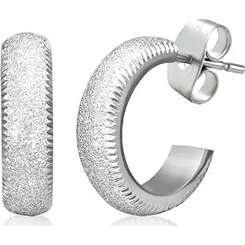 Náušnice Ocelové náušnice, pískovaný střed s rýhami na stranách