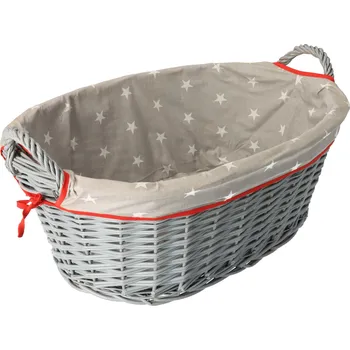 Koš na prádlo Proutěný koš na prádlo obšitý MIA I - šedý