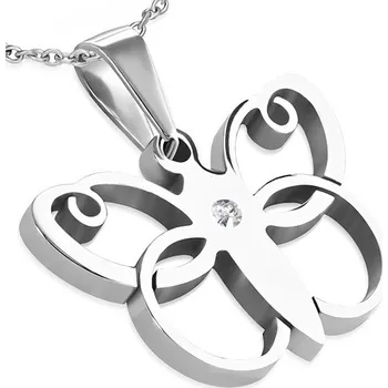 Přívěsek Ocelový přívěsek Motýlek s čirým kamínkem