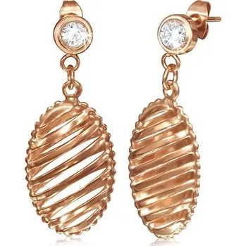 Náušnice Ocelové náušnice s zirkony, gold rose