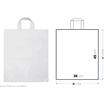 Sáček na potraviny Taška igelitová s páskovým uchem 38 x 45 cm, 40 mikronů, bílá