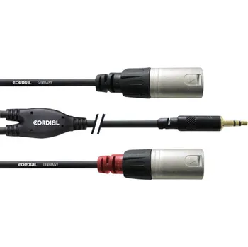 Kabel Cordial audio kabelový adaptér [1x jack zástrčka 3,5 mm - 2x XLR zástrčka] 1.80 m černá