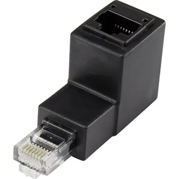 Elektrická zásuvka RJ45 síťový adaptér CAT 5e Zahnutý o 90° směrem dolů [1x RJ45 zástrčka - 1x RJ45 zásuvka] 0.00 m černá Renkforce