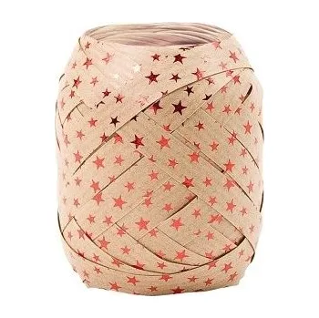 Stuha Stuha dárková 12mx10mm, přírodní s hvězdičkami