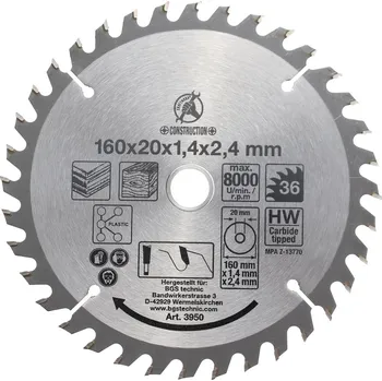 Pilový kotouč BGS Kotouč pilový ze slinutého karbidu, O 160 x 20 x 2,4 mm, 36 zubů