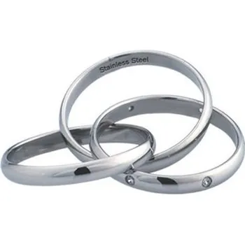 Prsten Ocelový prsten - tři prsteny v jednom s zirkony 65