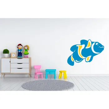 Samolepící dekorace Lepy.cz Samolepka na zeď Vodní svět - Rybka Velikost (šířka x výška): 35x25cm, Kombinace barev sety: Tmavě šedivá + světle oranžová